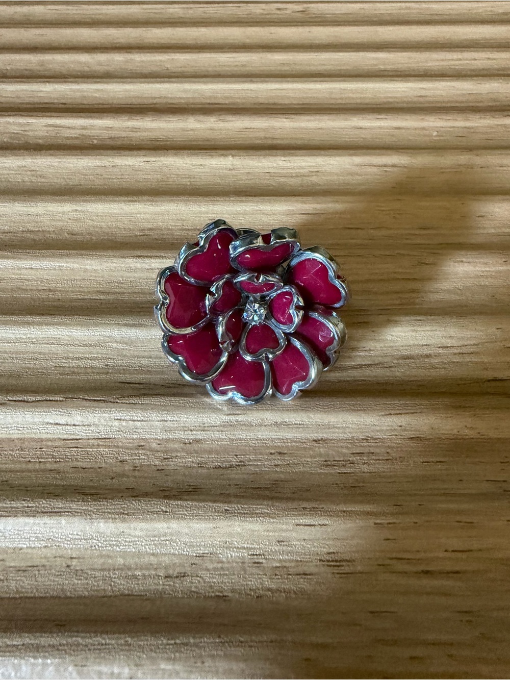Retro Enamel Camellia Flower Cocktail Ring